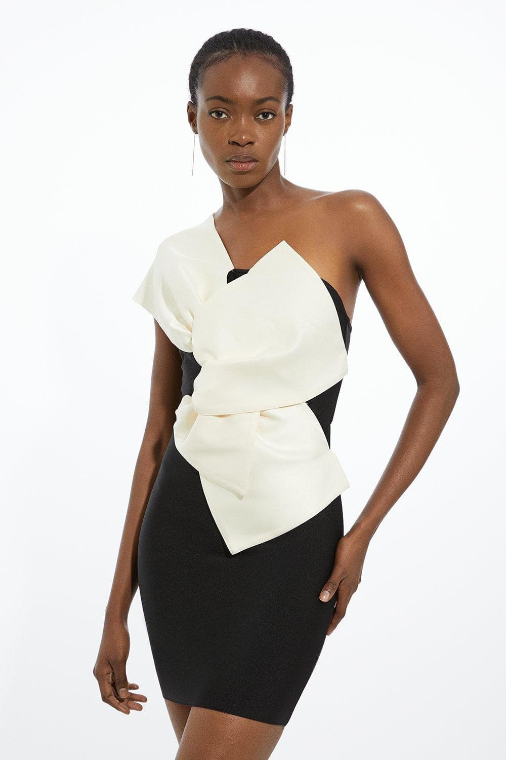 Figure Form Bandage Dramatic Bow Detail Mini Dress | Karen Millen