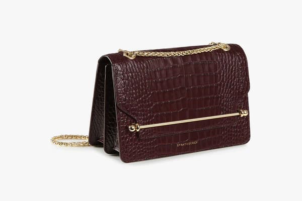 East/West - Croc-Embossed Leather Burgundy