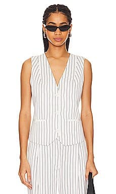 Shona Joy Harley Oversized Tailored Vest in Ivory & Black from Revolve.com